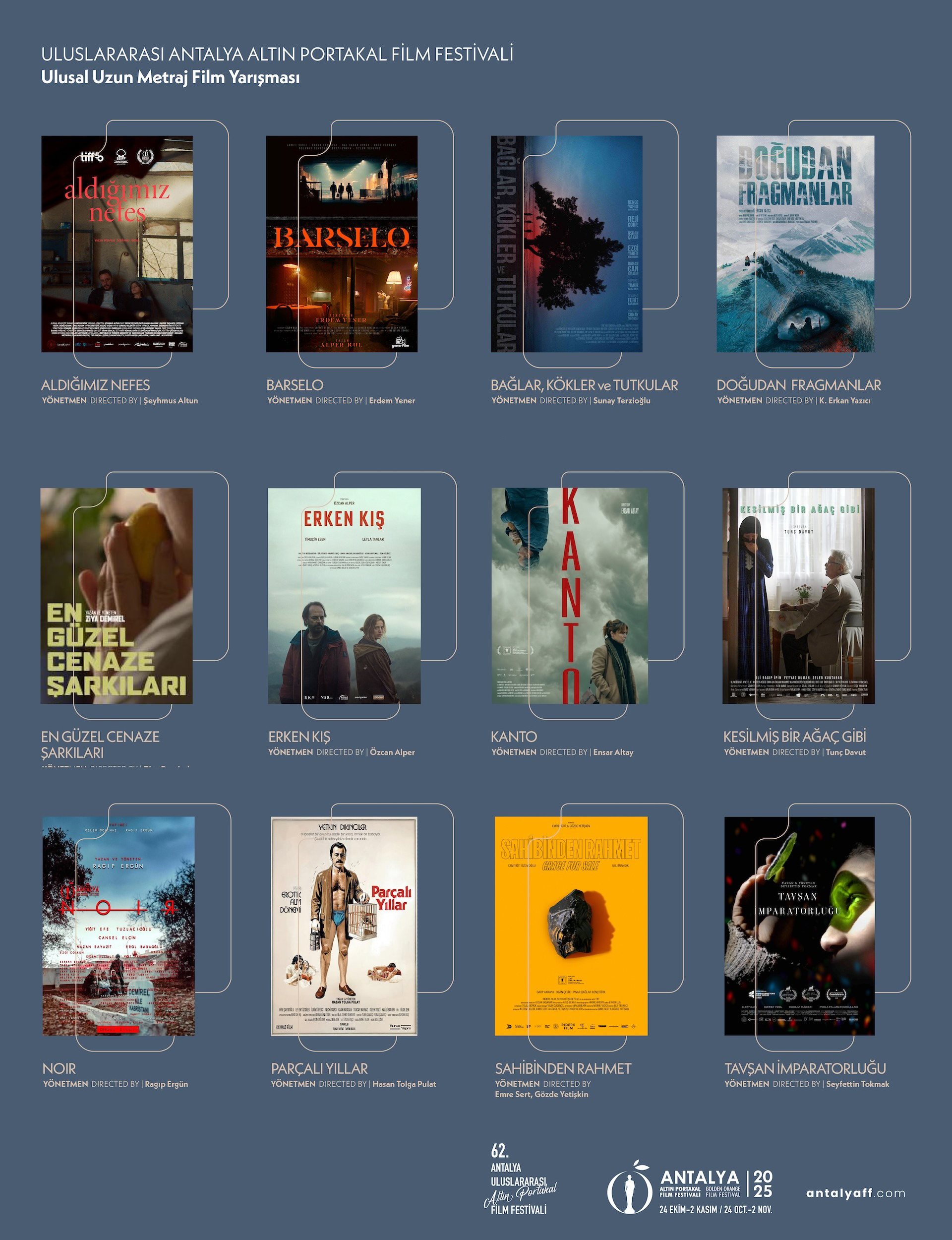 62. Uluslararası Antalya Altın Portakal Film Festivali - Ulusal Uzun Metraj Yarışması Filmleri